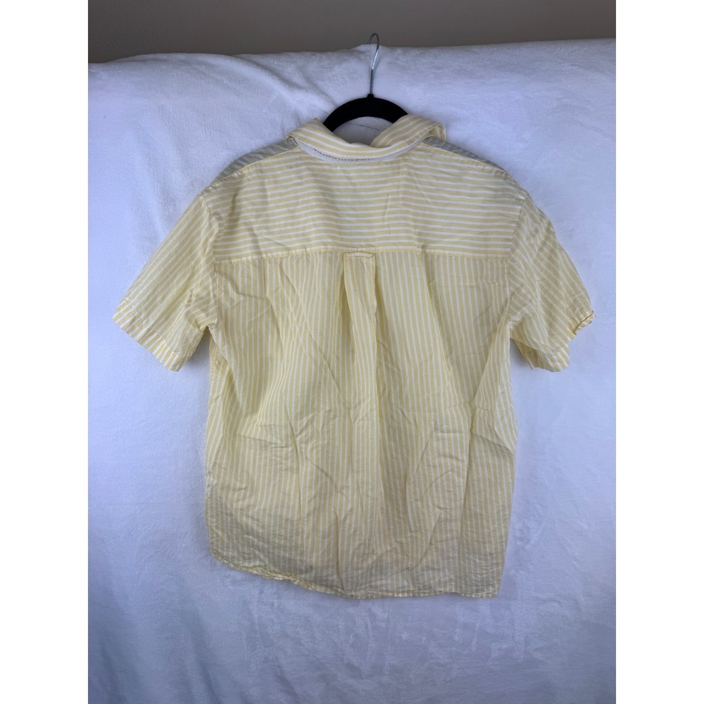 LAFAYETTE 148 Justice Yellow‎ White Stripe Short Sleeve Button Down Shirt X - Picture 5 of 12